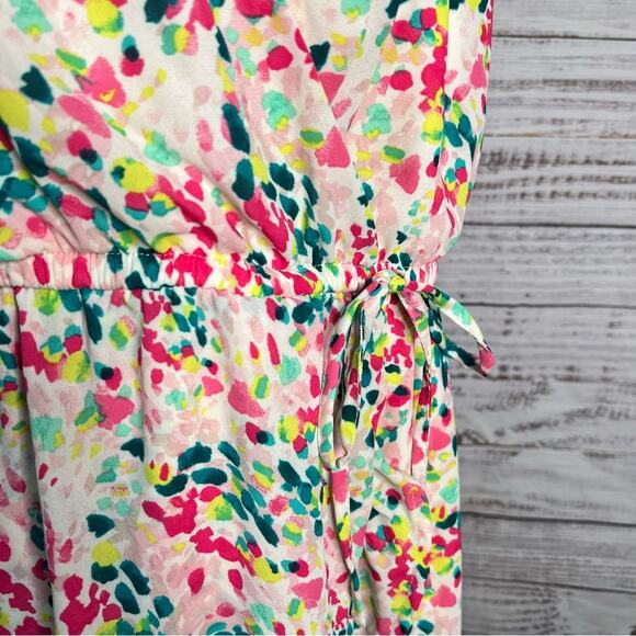 Torrid 2X Georgette Surplice Wrap Romper Spotted Confetti Sleeveless Adjustable - Picture 5 of 14